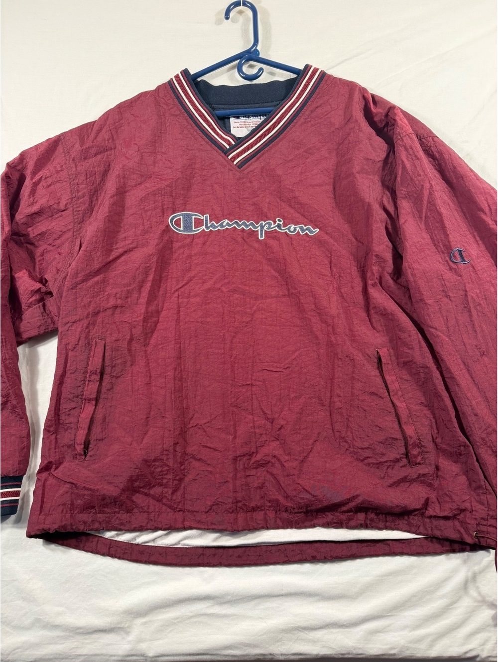 Champion Vintage Maroon Nylon Pullover Jacket XL